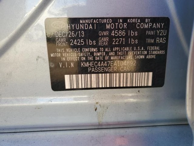 Photo 12 VIN: KMHEC4A47EA104892 - HYUNDAI SONATA HYB 