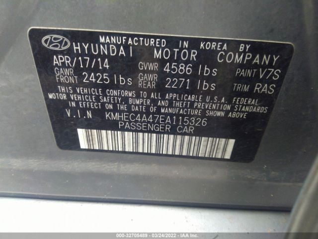 Photo 8 VIN: KMHEC4A47EA115326 - HYUNDAI SONATA HYBRID 