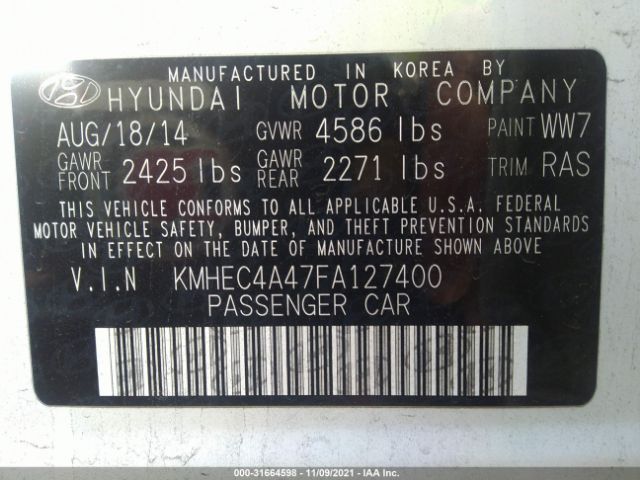 Photo 8 VIN: KMHEC4A47FA127400 - HYUNDAI SONATA HYBRID 