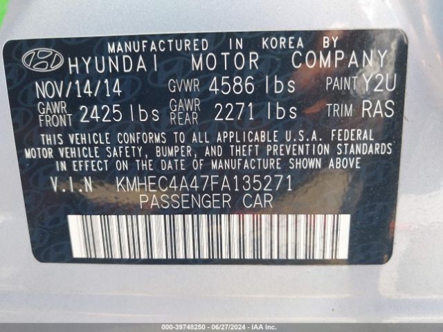 Photo 8 VIN: KMHEC4A47FA135271 - HYUNDAI SONATA 