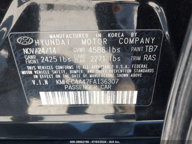 Photo 8 VIN: KMHEC4A47FA136307 - HYUNDAI SONATA 