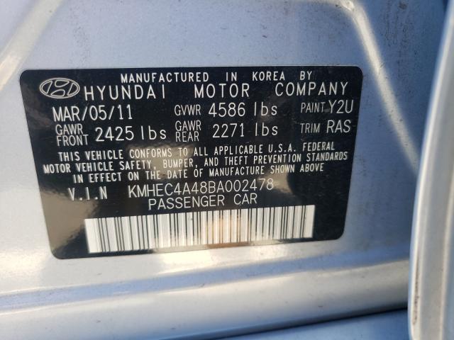 Photo 9 VIN: KMHEC4A48BA002478 - HYUNDAI SONATA HYB 