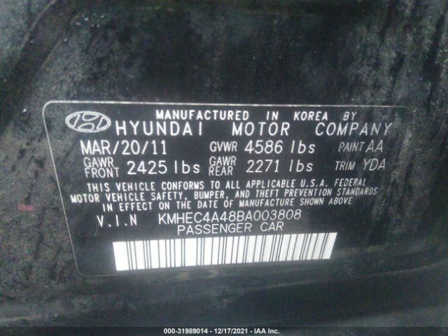 Photo 8 VIN: KMHEC4A48BA003808 - HYUNDAI SONATA 