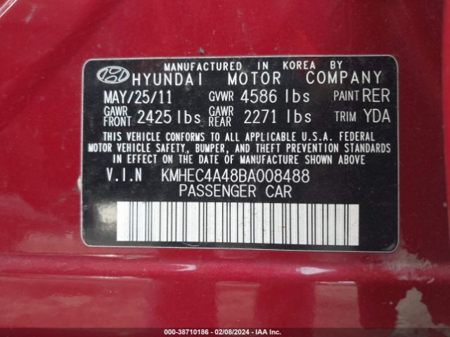 Photo 8 VIN: KMHEC4A48BA008488 - HYUNDAI SONATA HYBRID 