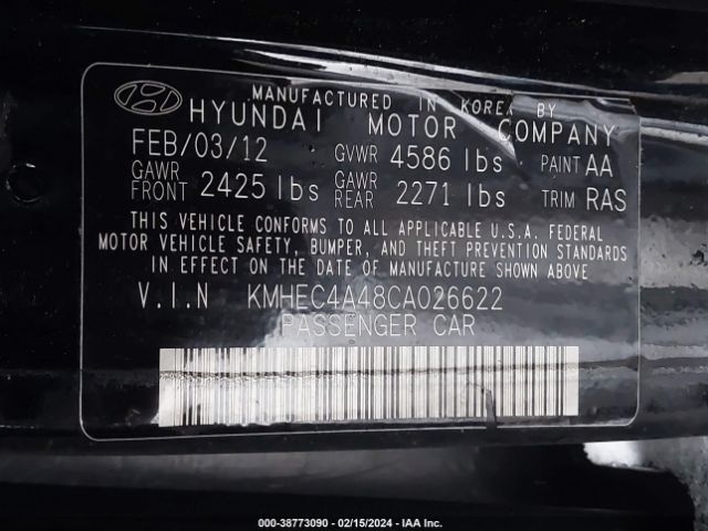 Photo 8 VIN: KMHEC4A48CA026622 - HYUNDAI SONATA HYBRID 