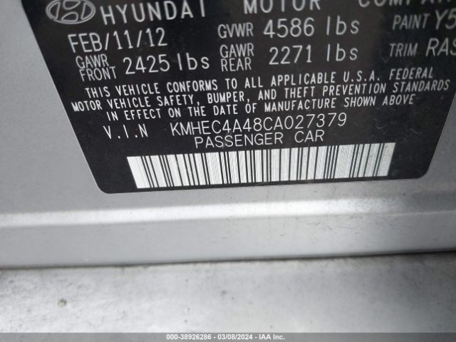 Photo 8 VIN: KMHEC4A48CA027379 - HYUNDAI SONATA HYBRID 