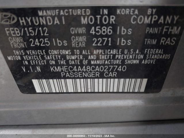 Photo 8 VIN: KMHEC4A48CA027740 - HYUNDAI SONATA HYBRID 