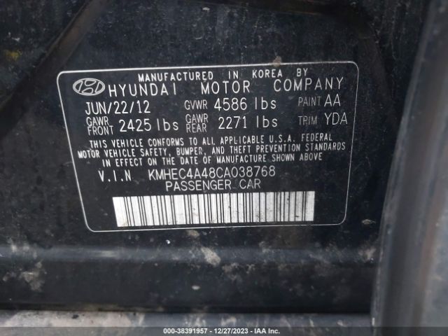 Photo 8 VIN: KMHEC4A48CA038768 - HYUNDAI SONATA HYBRID 