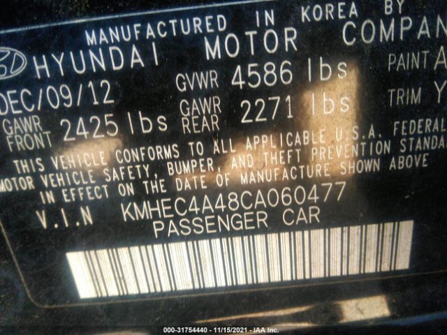 Photo 8 VIN: KMHEC4A48CA060477 - HYUNDAI SONATA 