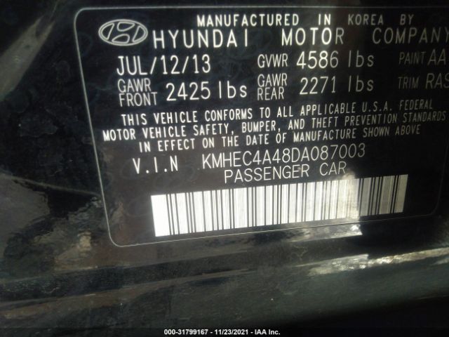 Photo 8 VIN: KMHEC4A48DA087003 - HYUNDAI SONATA HYBRID 