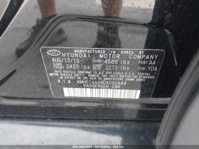 Photo 8 VIN: KMHEC4A48DA090449 - HYUNDAI SONATA HYBRID 