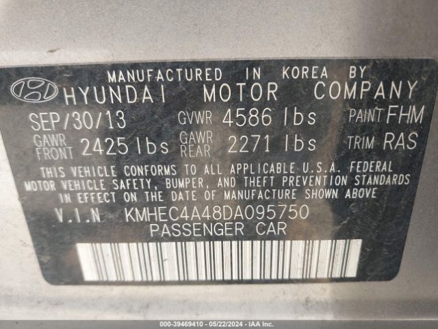 Photo 8 VIN: KMHEC4A48DA095750 - HYUNDAI SONATA HYBRID 