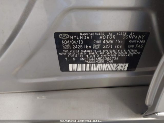 Photo 8 VIN: KMHEC4A48DA099734 - HYUNDAI SONATA HYBRID 