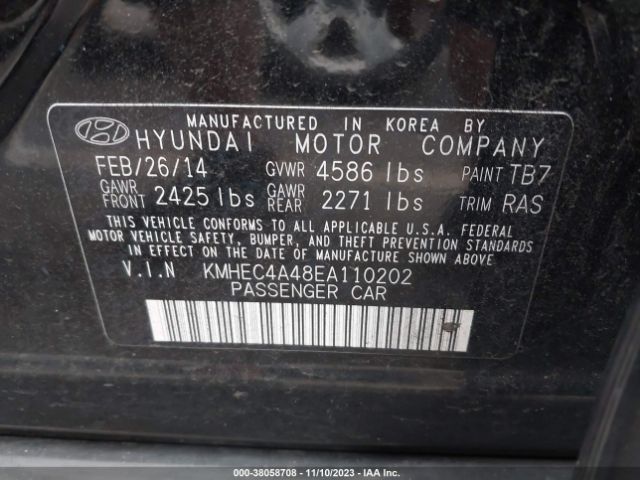 Photo 8 VIN: KMHEC4A48EA110202 - HYUNDAI SONATA HYBRID 