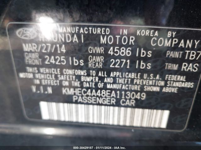 Photo 8 VIN: KMHEC4A48EA113049 - HYUNDAI SONATA HYBRID 