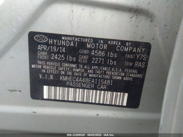 Photo 8 VIN: KMHEC4A48EA115481 - HYUNDAI SONATA HYBRID 