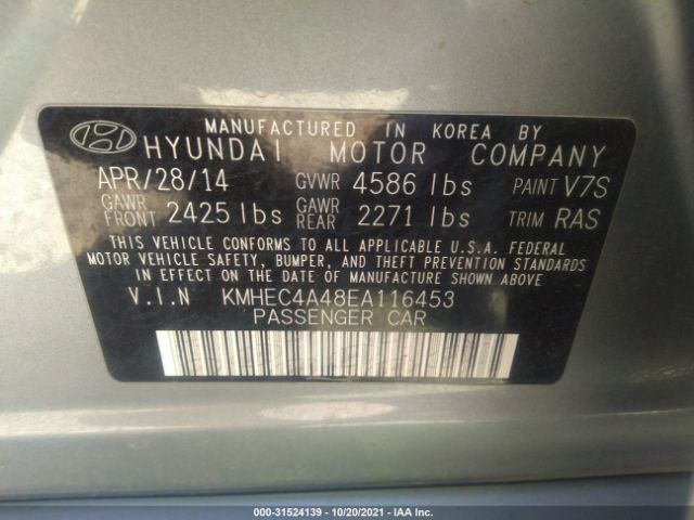 Photo 8 VIN: KMHEC4A48EA116453 - HYUNDAI SONATA 