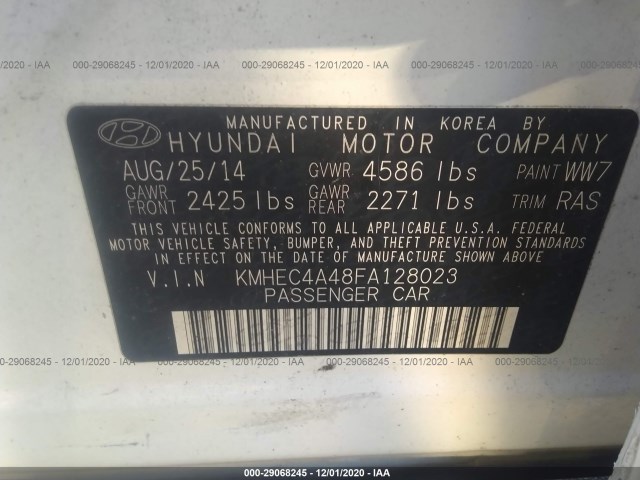 Photo 8 VIN: KMHEC4A48FA128023 - HYUNDAI SONATA HYBRID 