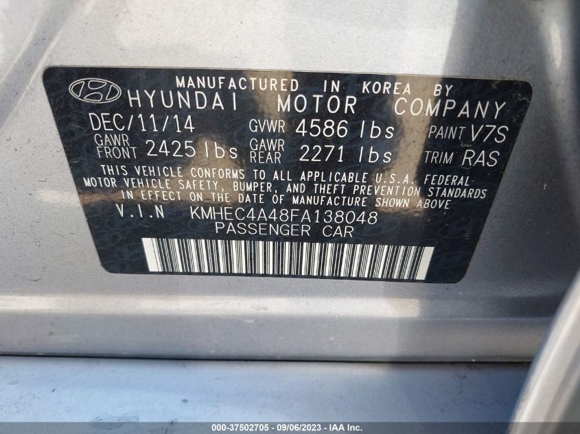 Photo 8 VIN: KMHEC4A48FA138048 - HYUNDAI SONATA 