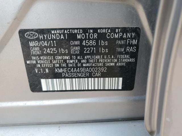 Photo 11 VIN: KMHEC4A49BA002392 - HYUNDAI SONATA HYB 