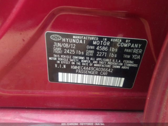 Photo 8 VIN: KMHEC4A49CA036642 - HYUNDAI SONATA 