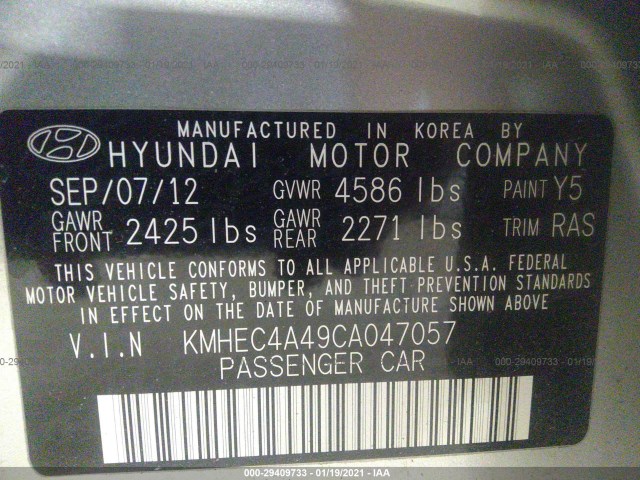 Photo 8 VIN: KMHEC4A49CA047057 - HYUNDAI SONATA 