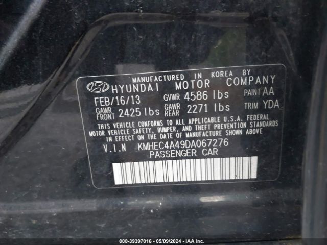 Photo 8 VIN: KMHEC4A49DA067276 - HYUNDAI SONATA HYBRID 