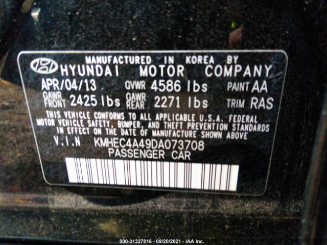 Photo 8 VIN: KMHEC4A49DA073708 - HYUNDAI SONATA HYBRID 