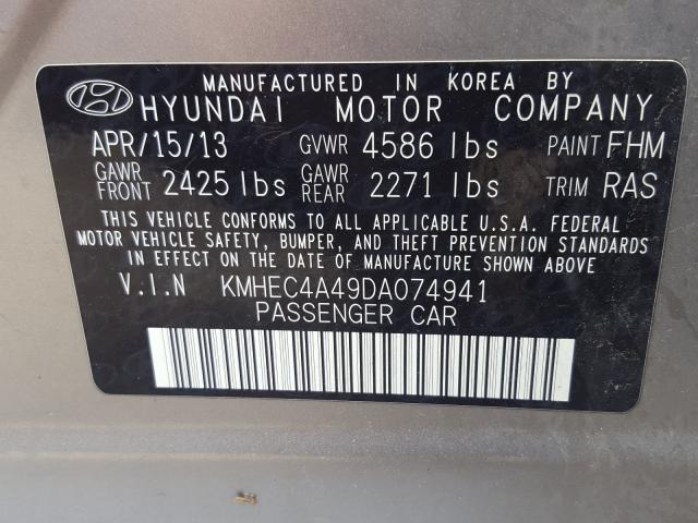 Photo 9 VIN: KMHEC4A49DA074941 - HYUNDAI SONATA HYB 