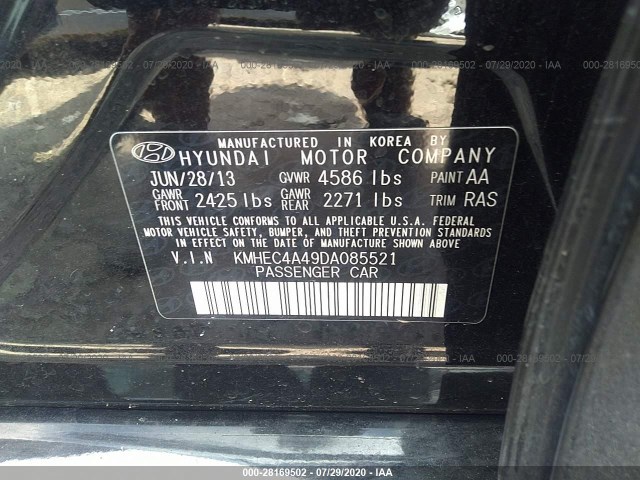 Photo 8 VIN: KMHEC4A49DA085521 - HYUNDAI SONATA 