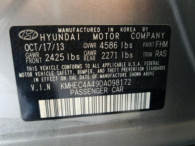 Photo 9 VIN: KMHEC4A49DA098172 - HYUNDAI SONATA HYB 