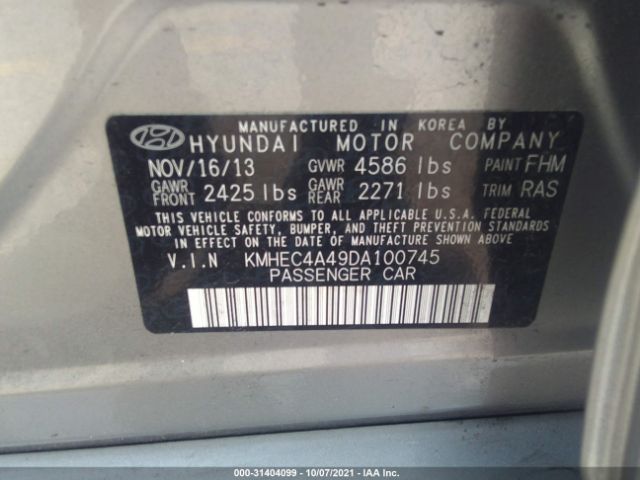 Photo 8 VIN: KMHEC4A49DA100745 - HYUNDAI SONATA HYBRID 