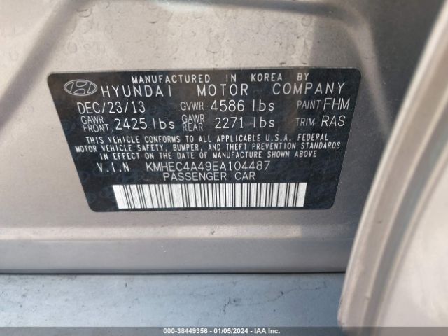 Photo 8 VIN: KMHEC4A49EA104487 - HYUNDAI SONATA HYBRID 