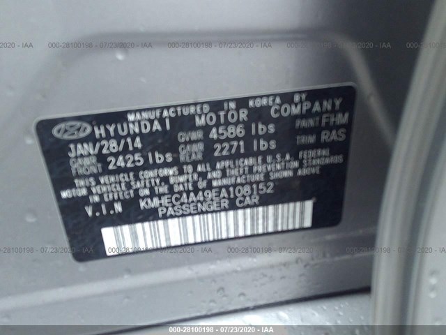 Photo 8 VIN: KMHEC4A49EA108152 - HYUNDAI SONATA HYBRID 