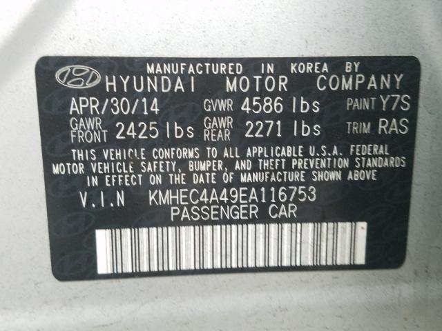 Photo 9 VIN: KMHEC4A49EA116753 - HYUNDAI SONATA HYB 