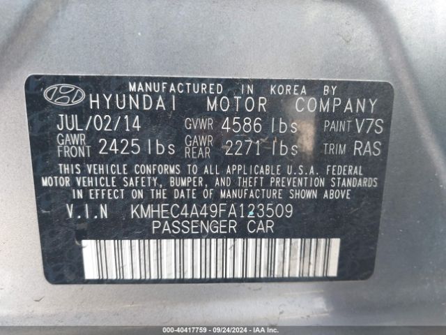 Photo 8 VIN: KMHEC4A49FA123509 - HYUNDAI SONATA 