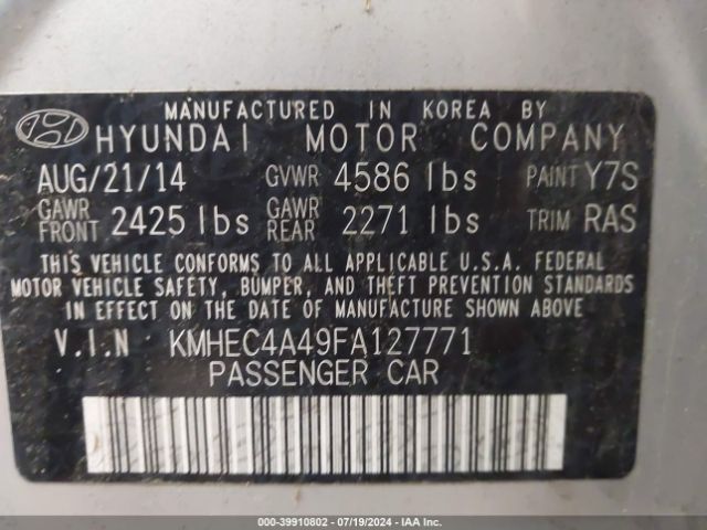 Photo 8 VIN: KMHEC4A49FA127771 - HYUNDAI SONATA HYBRID 