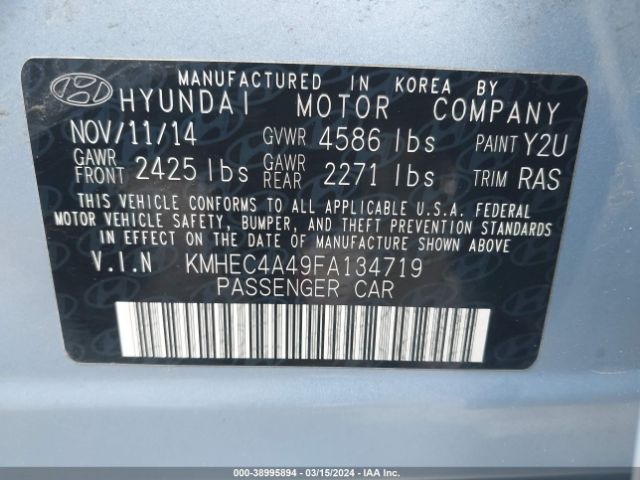 Photo 8 VIN: KMHEC4A49FA134719 - HYUNDAI SONATA HYBRID 