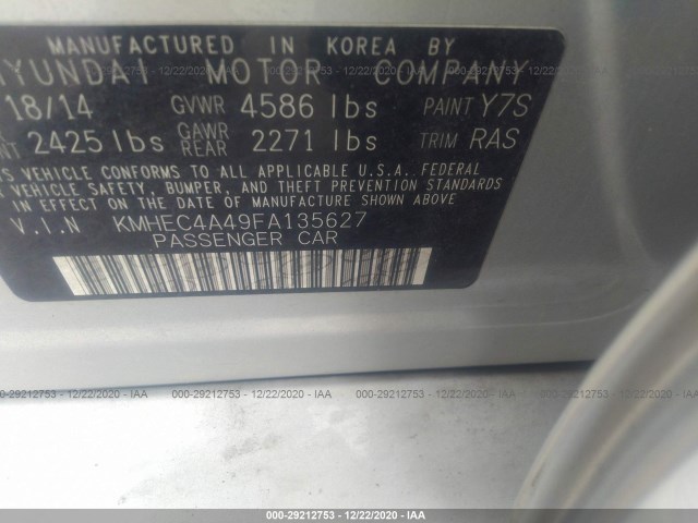 Photo 8 VIN: KMHEC4A49FA135627 - HYUNDAI SONATA 