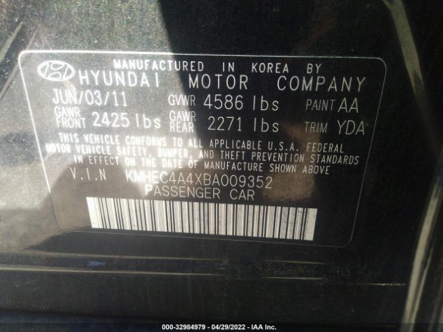 Photo 8 VIN: KMHEC4A4XBA009352 - HYUNDAI SONATA 