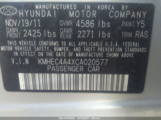 Photo 8 VIN: KMHEC4A4XCA020577 - HYUNDAI SONATA 