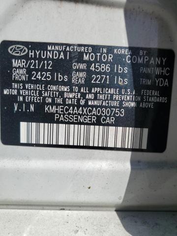 Photo 12 VIN: KMHEC4A4XCA030753 - HYUNDAI SONATA 