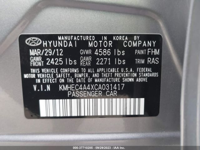 Photo 8 VIN: KMHEC4A4XCA031417 - HYUNDAI SONATA HYBRID 