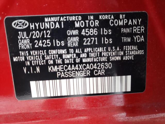 Photo 9 VIN: KMHEC4A4XCA042630 - HYUNDAI SONATA 