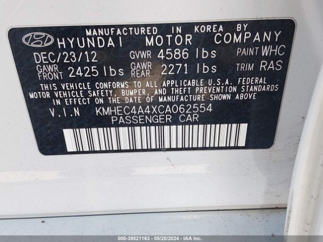 Photo 8 VIN: KMHEC4A4XCA062554 - HYUNDAI SONATA HYBRID 