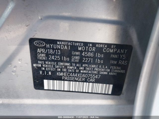 Photo 8 VIN: KMHEC4A4XDA075547 - HYUNDAI SONATA HYBRID 