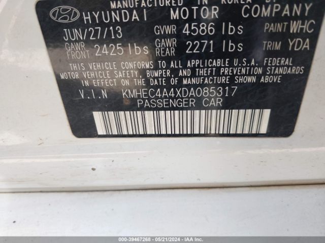 Photo 8 VIN: KMHEC4A4XDA085317 - HYUNDAI SONATA HYBRID 