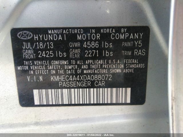 Photo 8 VIN: KMHEC4A4XDA088072 - HYUNDAI SONATA HYBRID 