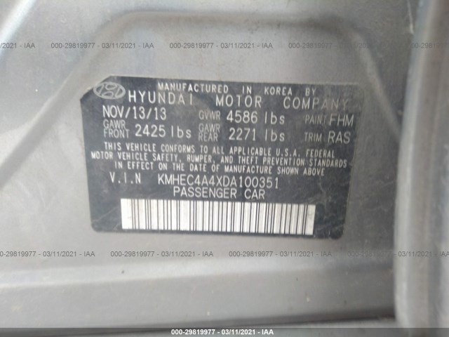 Photo 8 VIN: KMHEC4A4XDA100351 - HYUNDAI SONATA HYBRID 