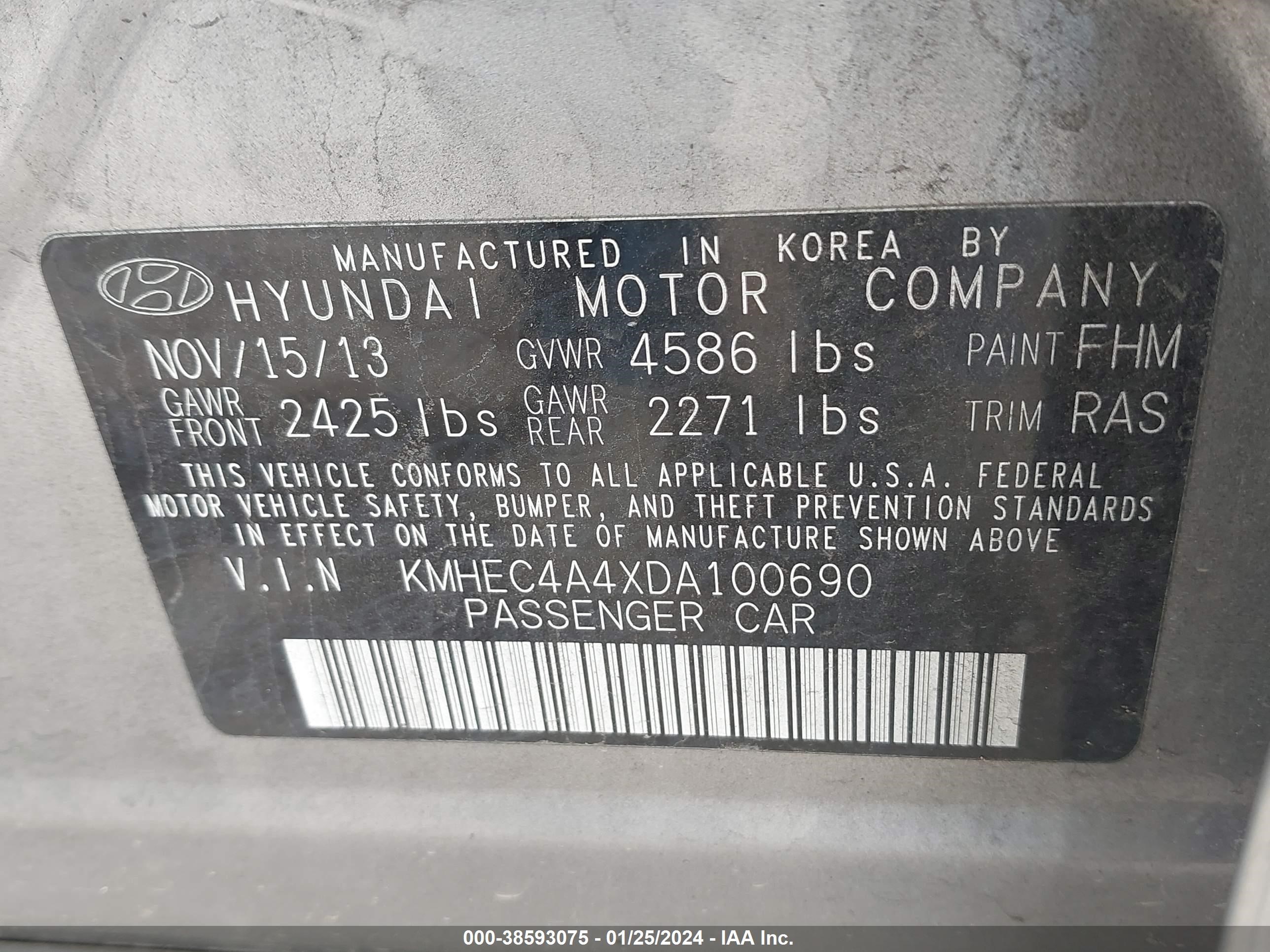 Photo 8 VIN: KMHEC4A4XDA100690 - HYUNDAI SONATA 